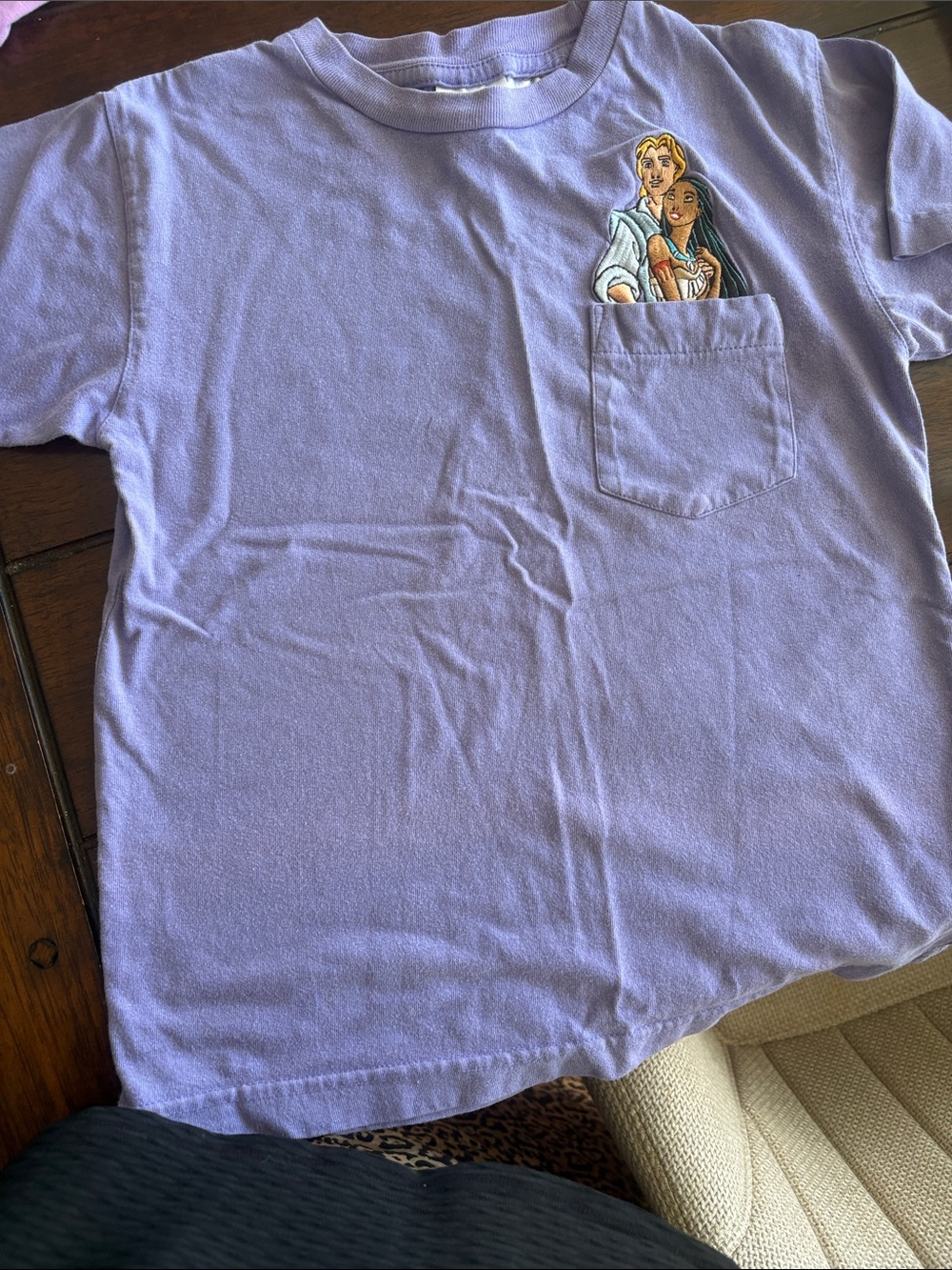 Vintage! Disney Lavender Short Sleeve Tee with Pocket Character Print